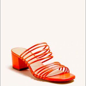 Ann Taylor Adalina Leather Block Heel Sandal in Jupiter Orange Size 6